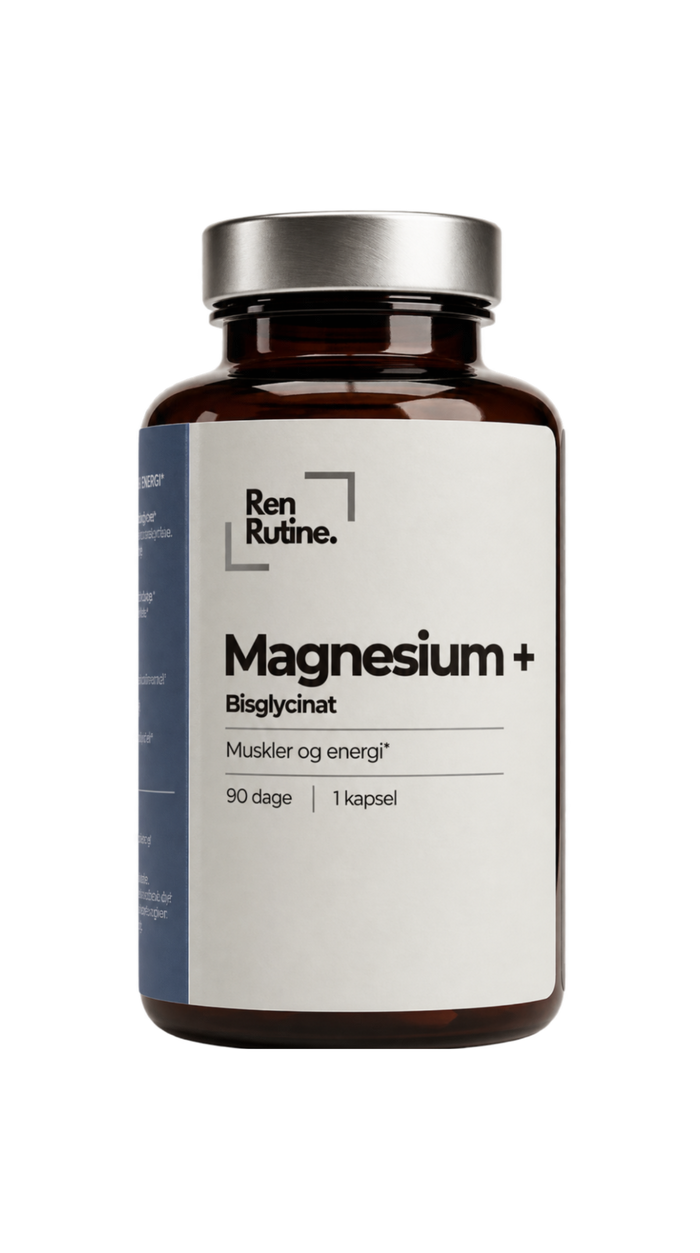 Magnesium+ i ravfarvet glas